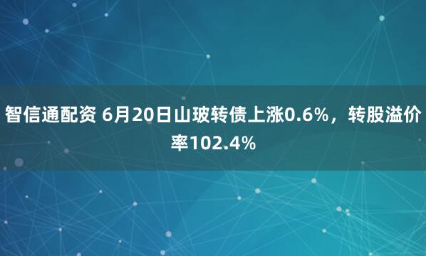 智信通配资 6月20日山玻转债上涨0.6%，转股溢价率102.4%
